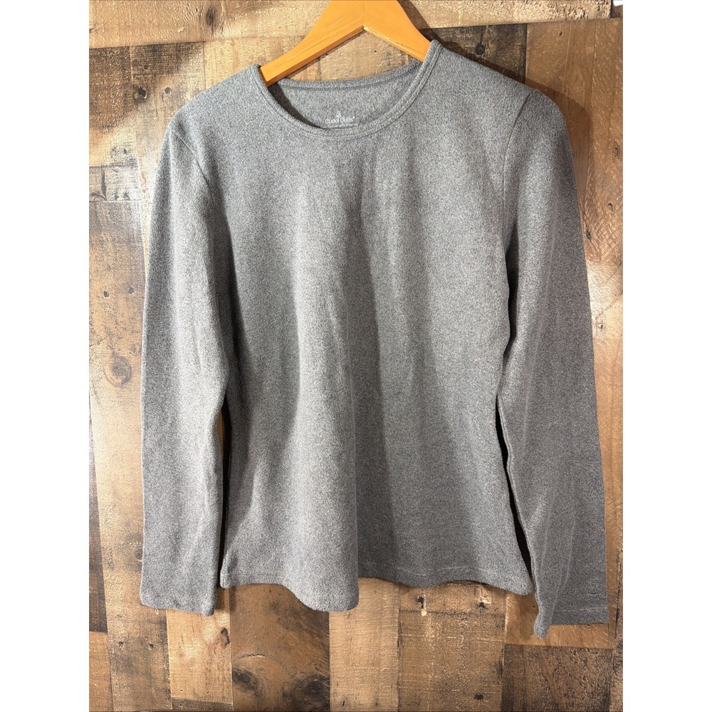 Cuddl Duds Soft Knit Long Sleeve Crewneck Pullover Grey Heather Women Large